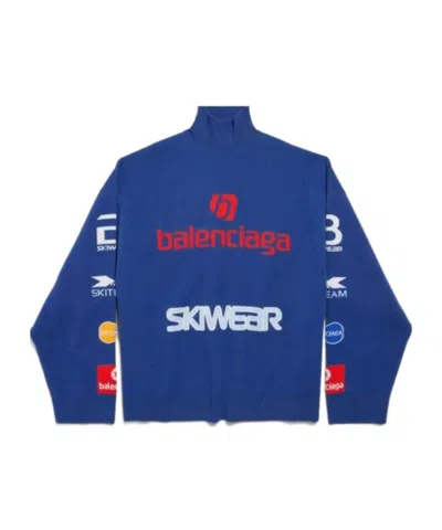 Balenciaga Sponsor Long Sleeve Turtleneck In Blue
