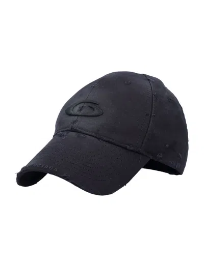 Balenciaga Sport Loop Icon Cargo Cap With Distressed Finish And Adjustable Fit