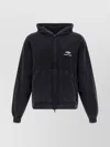 Balenciaga Black Hoodie With Kangaroo Pocket And Logo On The Front In Cotton Man In Animal Print