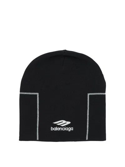 Balenciaga Textured Hats With Contrast Stitching Design In Black