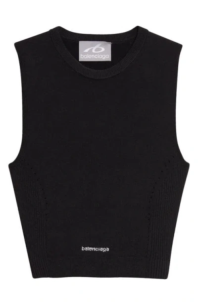 Balenciaga Sporty Athletic Crop Sleeveless Sweater In Black