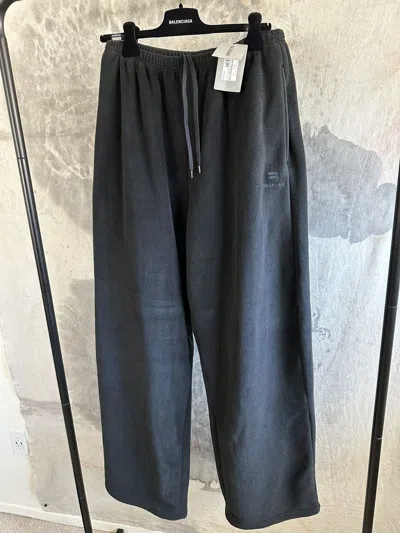 Pre-owned Balenciaga Sporty B Baggy Wide Leg Fleece Sweatpant Medium In Black