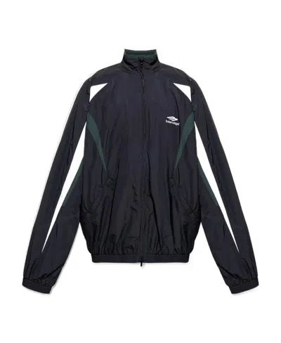 Balenciaga Sporty B Logo-print Track Jacket In Black
