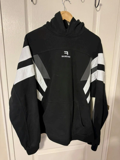 Pre-owned Balenciaga Sporty B Paneled Hoodie In Black