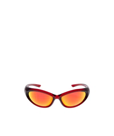 Balenciaga Sporty B Round Af Sunglasses In Red In Orange