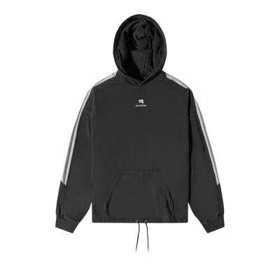 Pre-owned Balenciaga Sporty B Side Stripe Oversized Hoodie 'black/grey/white' | Men's Size M
