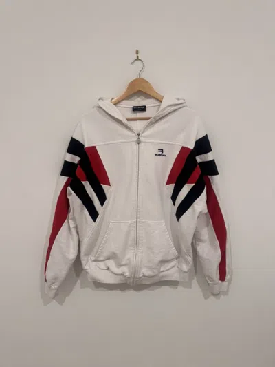 Pre-owned Balenciaga Sporty B Zip-up Tracksuit Hoodie In White