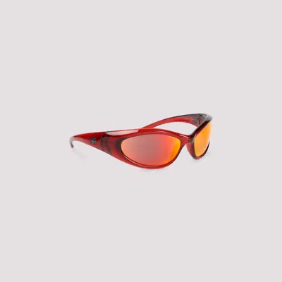 Balenciaga Sporty Bb0384s Sunglasses In Transp Mirror Red