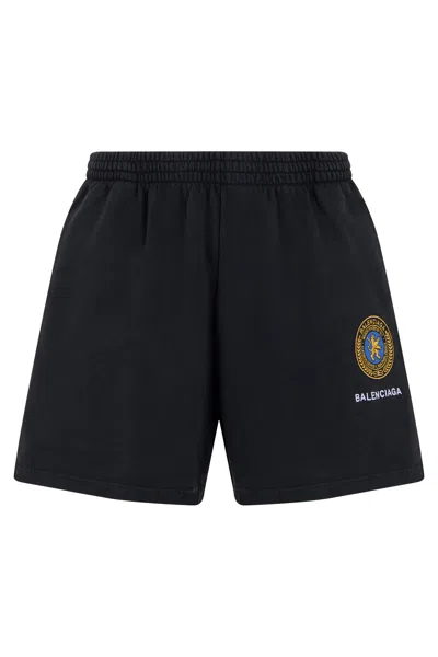 Balenciaga Sporty Bermuda With Logo In Black