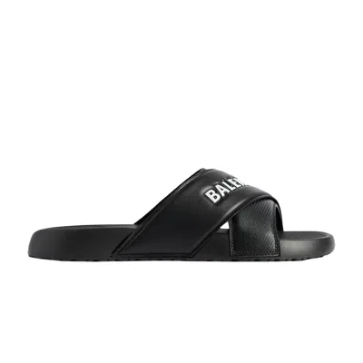 Pre-owned Balenciaga Sporty Pool Slide Sandal 'black White' | Men's Size 40