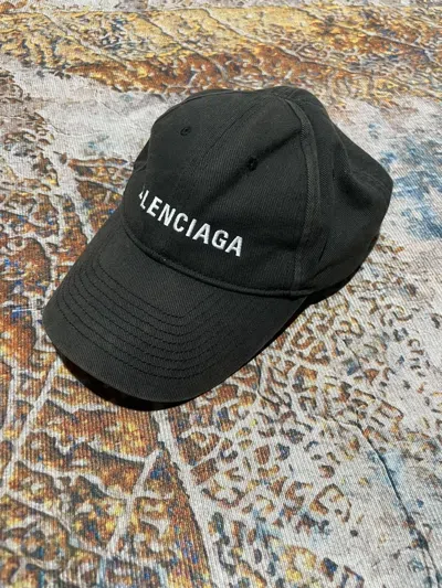 Pre-owned Balenciaga Spring Summer 17 Faded Distressed Hats In Black