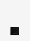 Balenciaga Men Black Bi-fold Wallet With Logo Lettering On The Front In Grained Leather Man In Black