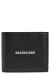 Balenciaga Black Wallet With Contrasting Logo Print In Leather Man In Black