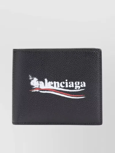 Balenciaga Square Folded Leather Wallet In Black