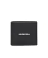 Balenciaga Black Wallet With Contrasting Logo Print In Leather Man In Black