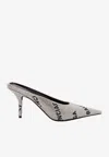 Balenciaga Square Knife 70 Rhinestone Embellished Mules In Silver