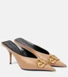 Balenciaga Square Knife 80 Bb Leather Mules In Beige