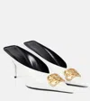 Balenciaga Square Knife Bb Python-effect Leather Mules In Optic White/gold