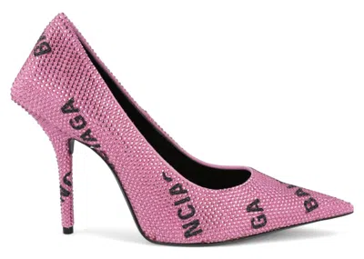 Pre-owned Balenciaga Square Knife Embellished Pumps (women's) Sneakers In Pink/black