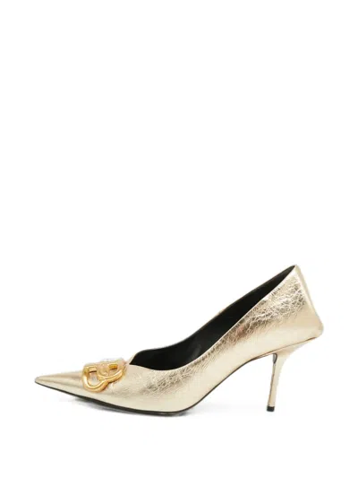 Pre-owned Balenciaga Square Knife Pumps In Gold