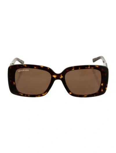 Pre-owned Balenciaga Square Mirrored Sunglasses In Brown