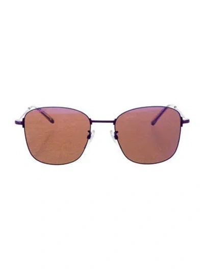 Pre-owned Balenciaga Square Mirrored Sunglasses In Purple