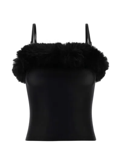 Balenciaga Stretch Nylon Top Fitted Silhouette Straps In Black