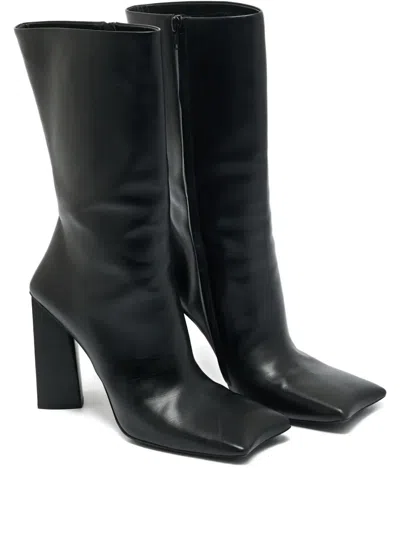 Pre-owned Balenciaga Square-toe Leather Boots In Black