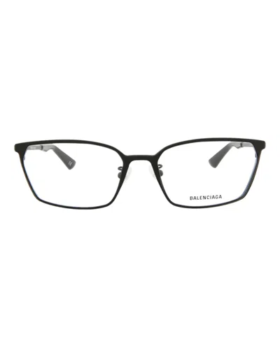 Pre-owned Balenciaga Squareframe Metal Optical Frames In Black Black Transparent (bb0085o/30008408/001)