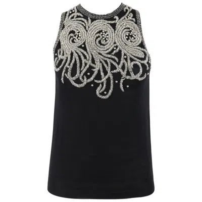 Pre-owned Balenciaga S/s 2006 Black Silver Beaded Cashmere Sleeveless Sweater Top