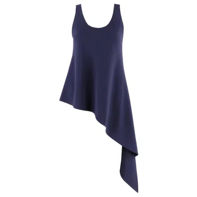 Pre-owned Balenciaga S/s 2015 Navy Blue Asymmetrical Slit Tank Top