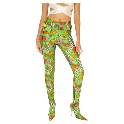 Pre-owned Balenciaga S/s 2017  Runway & Campaign Neon Floral Print Ankle Zip Pants In Brown