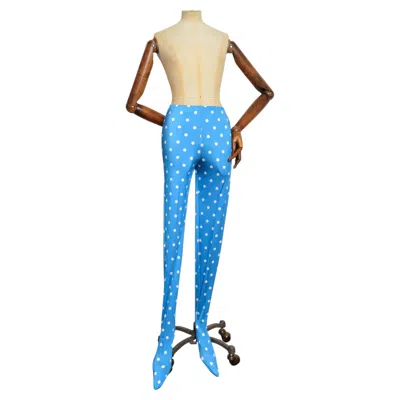 Pre-owned Balenciaga S/s 2020  Demna Gvasalia High Waist Blue White Polka Dot Sock Leggings