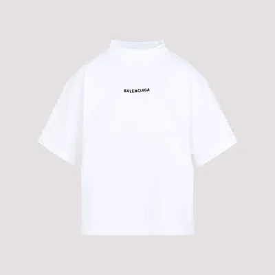 Balenciaga Cropped Logo T-shirt In White