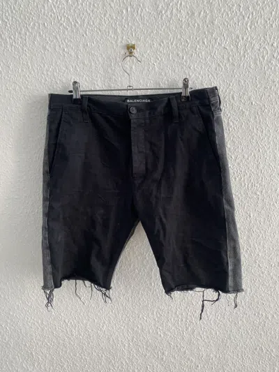 Pre-owned Balenciaga Ss17 Distressed Hybrid Shorts In Black