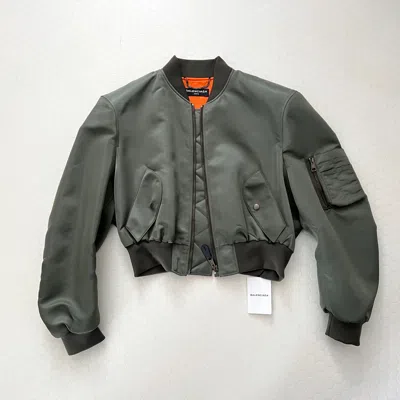 Pre-owned Balenciaga Ss17 Mens Cropped Ma-1 Bomber Jacket In Khaki