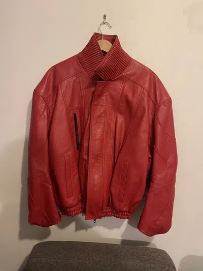Pre-owned Balenciaga Ss19 Moto Leather Jacket In Red | ModeSens