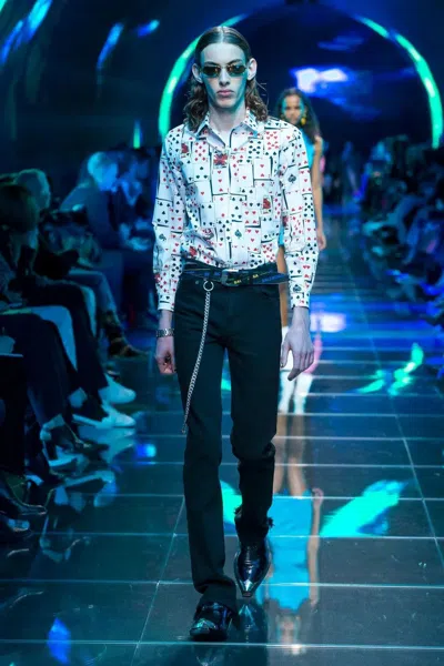 Pre-owned Balenciaga Ss19 Playing Card Shrunken Button Down Shirt In White