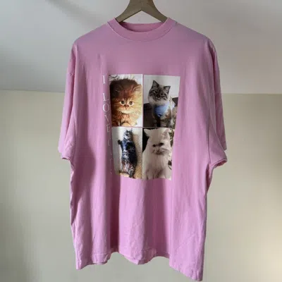 Pre-owned Balenciaga Ss20 I Love Cats T-shirt In Pink