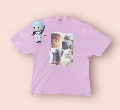 Pre-owned Balenciaga Ss20 “i Love Cats” T-shirt In Pink