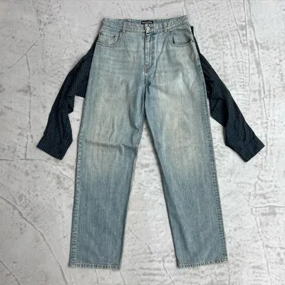 Pre-owned Balenciaga Ss21 Hybrid Flannel Shirt Denim Jeans