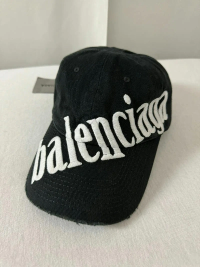 Pre-owned Balenciaga Ss23 Diagonal  Logo Hat In Black