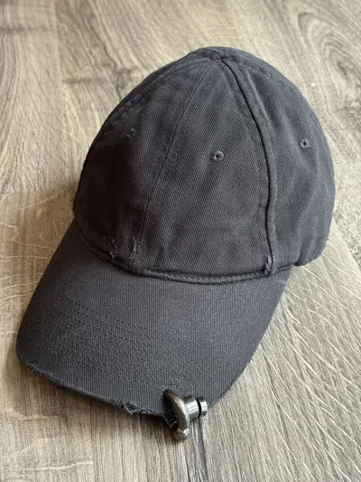 Pre-owned Balenciaga Ss23 Heavy Piercing Cap - Notcheless In Black