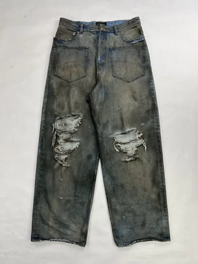 Pre-owned Balenciaga Ss23 Patched Pocket Jeans In Bleu