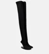Balenciaga Black Thigh High Abstract 100 Heel Boots In Black