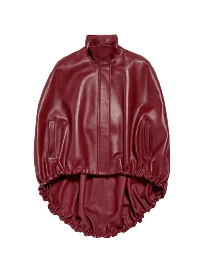 Balenciaga Leather Double-layer Cape In Animal Print