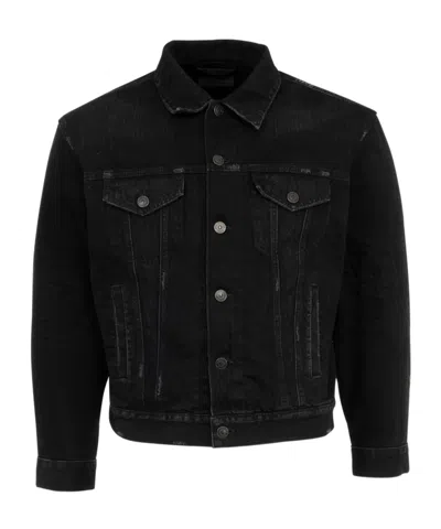 Balenciaga Stand-neck Denim Jacket In Black