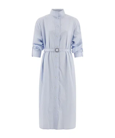 Balenciaga Stand-neck Shirt Dress In White