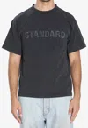 Balenciaga Men Black Crewneck T-shirt With Logo Print On The Front In Cotton Man In Blue