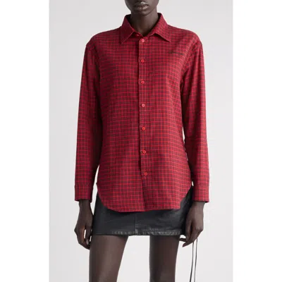 Balenciaga Standard Fit Plaid Flannel Button-up Shirt In Red